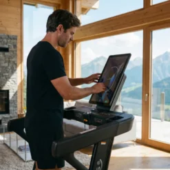 Tapis de course pliable 1 à 22 km/h avec système d'inclinaison et de déclinaison de -3 à 12 % - Écran TFT connecté et rotatif
