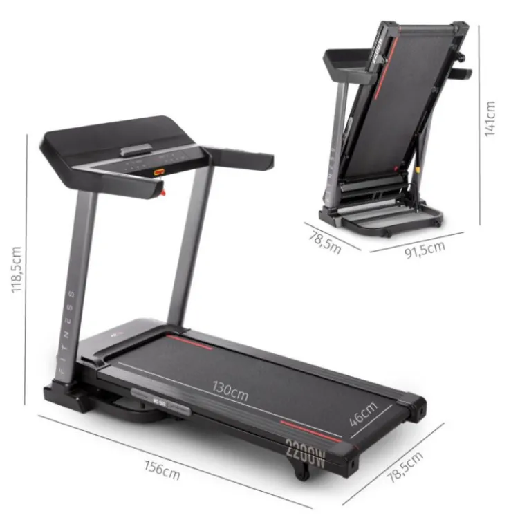 Tapis de course pliable - Vitesse 18km/h - 15 positions d'inclinaison