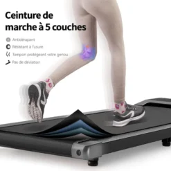 Tapis de marche compact et performant avec vitesse de 1 à 6 km/h pour cardio à domicile