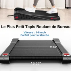 Tapis de marche à moteur inclinable à 5 % et vitesse 1 à 6 km/h compact pour cardio à domicile