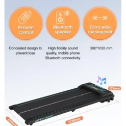 Tapis roulant de marche 1 à 6 km/h avec télécommande et Bluetooth intégré pour séance de cardio à la maison