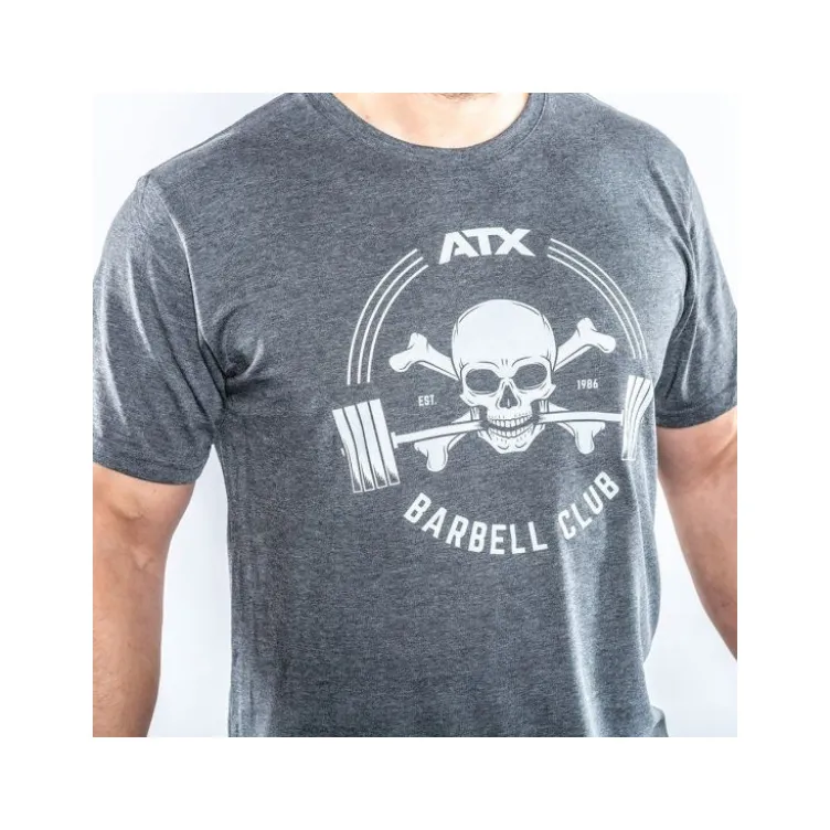 Tee-shirt ATX Barbell Club gris pour hommes et femmes taille M à XXL
