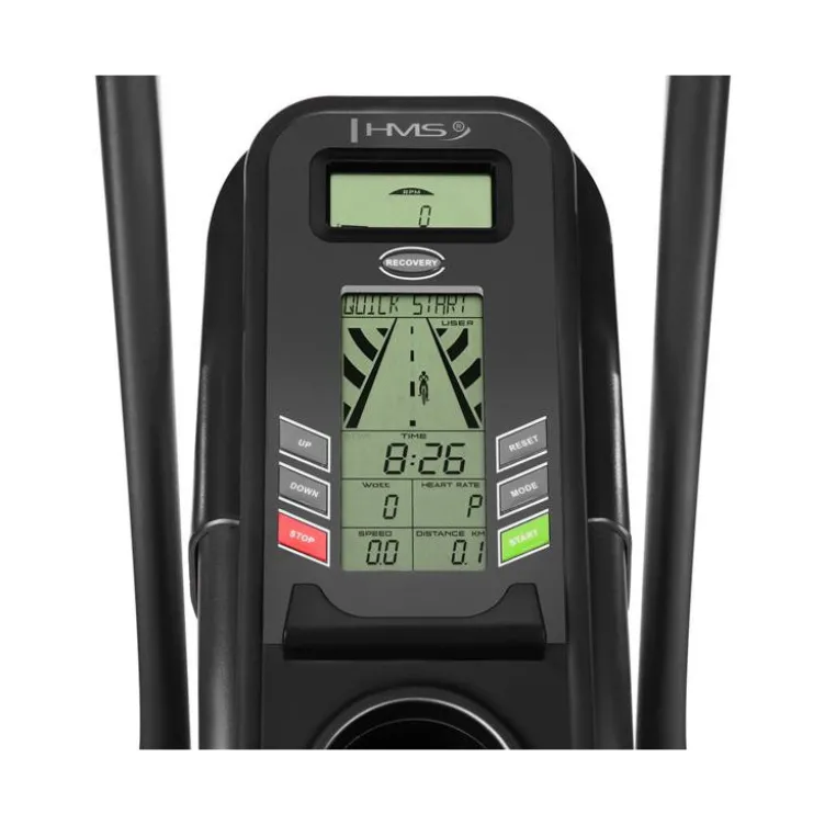 Vélo Air Bike multi-réglable avec ordinateur de bord LCD et roues de transport - Cardio-training