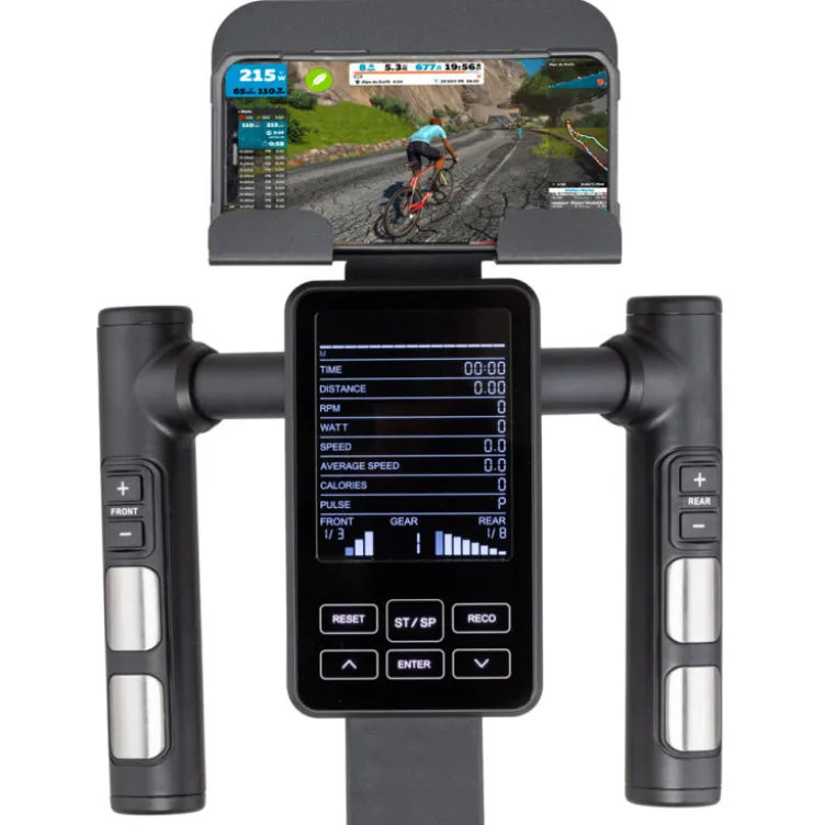 Vélo d'appartement connecté pour entraînement de vitesse avec programmes de fitness multiples - Sangles de poitrine