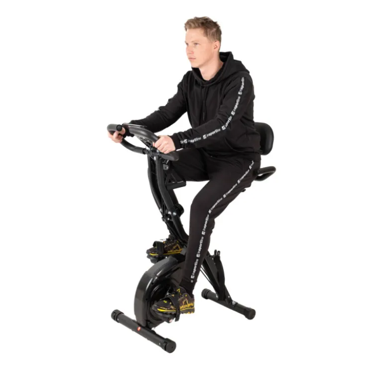 Vélo d'appartement pliable Xbike Max avec volant d'inertie de 3 kg et élastiques de résistance pour bras et jambes