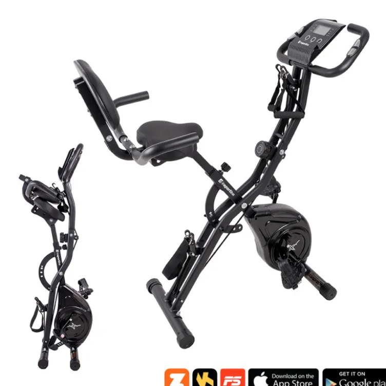 Vélo d'appartement pliable Xbike Max avec volant d'inertie de 3 kg et élastiques de résistance pour bras et jambes