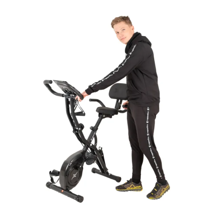 Vélo d'appartement pliable Xbike Max avec volant d'inertie de 3 kg et élastiques de résistance pour bras et jambes