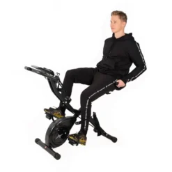 Vélo d'appartement pliable Xbike Max avec volant d'inertie de 3 kg et élastiques de résistance pour bras et jambes
