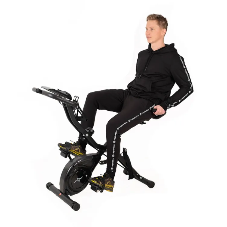 Vélo d'appartement pliable Xbike Max avec volant d'inertie de 3 kg et élastiques de résistance pour bras et jambes