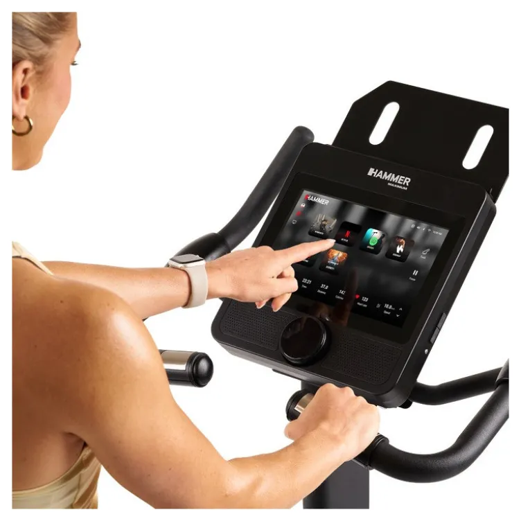 Vélo d'appartement professionnel Hammer avec écran tactile et 40 niveaux de résistance - Roue d'inertie 14 kg