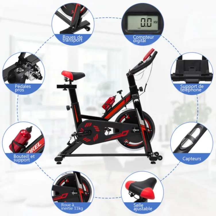 Vélo de biking roue inertie 11 kg avec écran digital