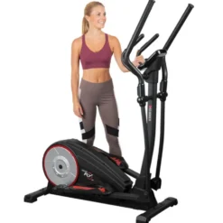 Vélo de cardio elliptique avec reposes pieds antidérapantes et écran LCD