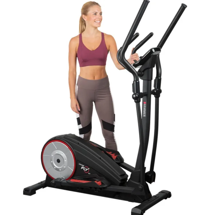 Vélo de cardio elliptique avec reposes pieds antidérapantes et écran LCD
