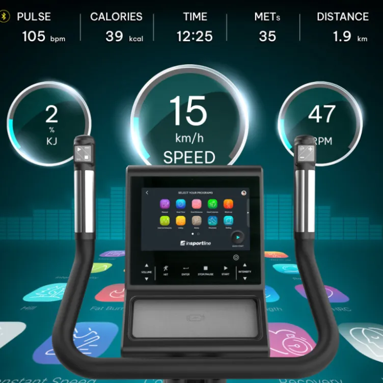 Vélo de cardio-training professionnel Velocer UB avec écran LCD connecté pour salle de sport