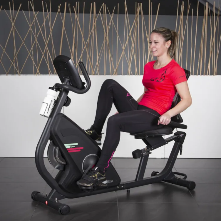 Vélo de fitness semi-allongé avec poignées pour calcul de la fréquence cardiaque - Ecran affichage pour suivi de performance