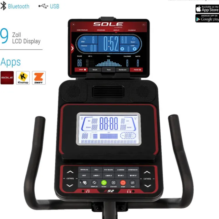 Vélo d'entraînement inclinable avec écran LCD et programme de formation - Confort garanti